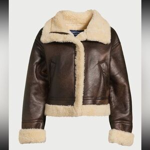 NWT Scoop NYC Faux Suede Sherpa Cropped Bomber Jacket